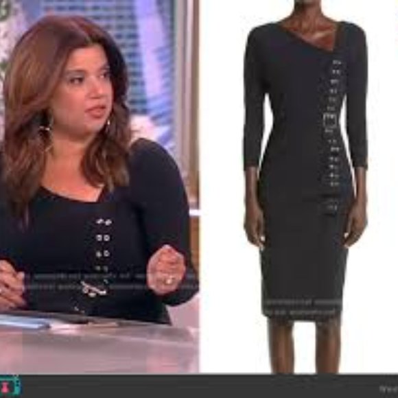 CHIARA BONI LA PETITE ROBE Cibeles 3/4 Sleeve Draped Sheath Dress BNWT SZ6 - Picture 12 of 12